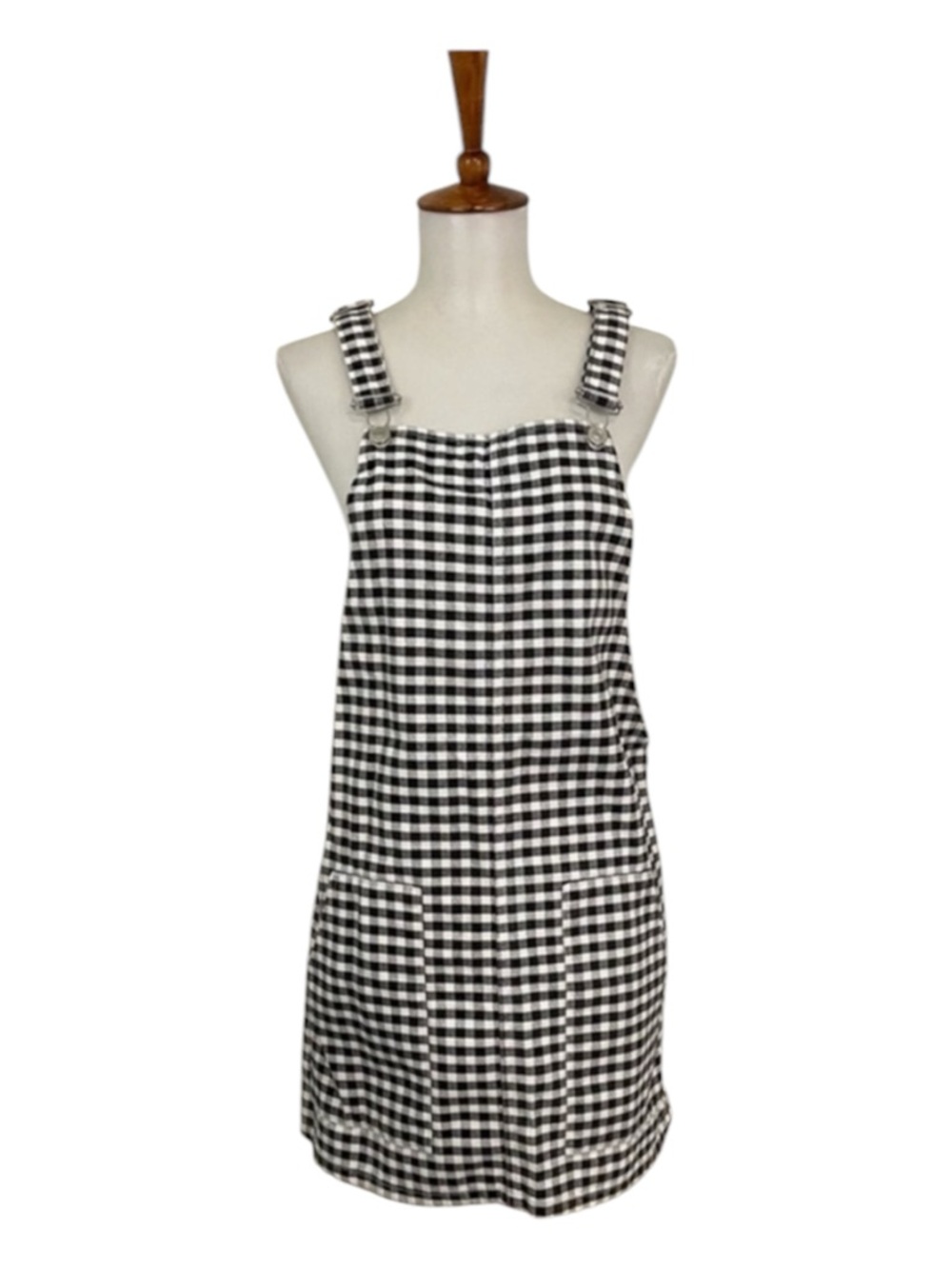 Topshop Gingham Bib Dress 2 Checks Mini Casual Alternative Grunge Twee Indie